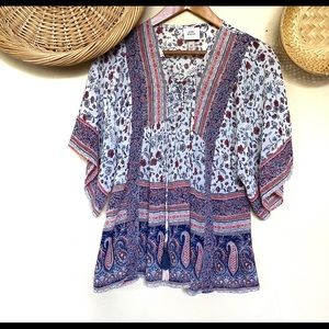 Knox Rose Boho Floral Blouse, Size XS